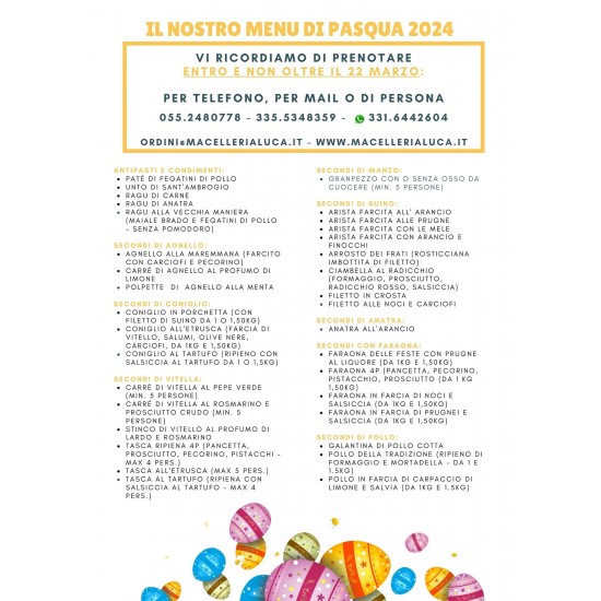 Menù di Pasqua